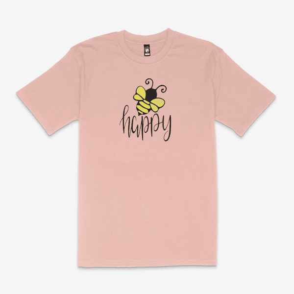 Adult Bee Happy HTV Vinyl - T-Shirt