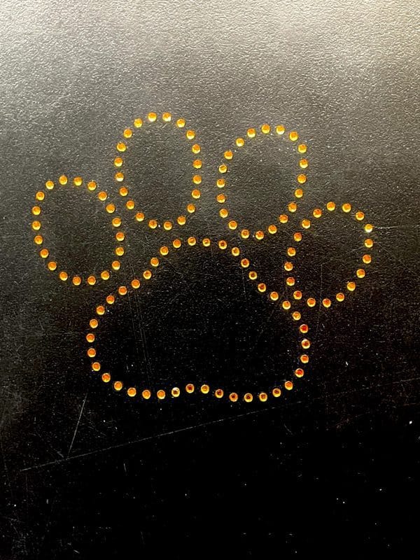 Golden Glamour Paw Rhinestone Iron-On Transfer