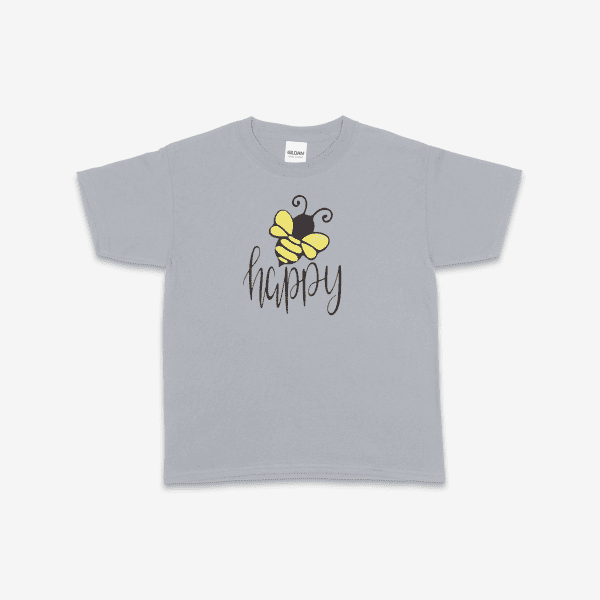 Kids fun foil Bee Happy HTV Vinyl  T-Shirt