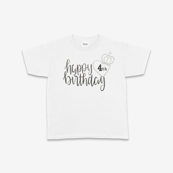 Kids Happy Birthday custom and Rhinestone T-Shirt